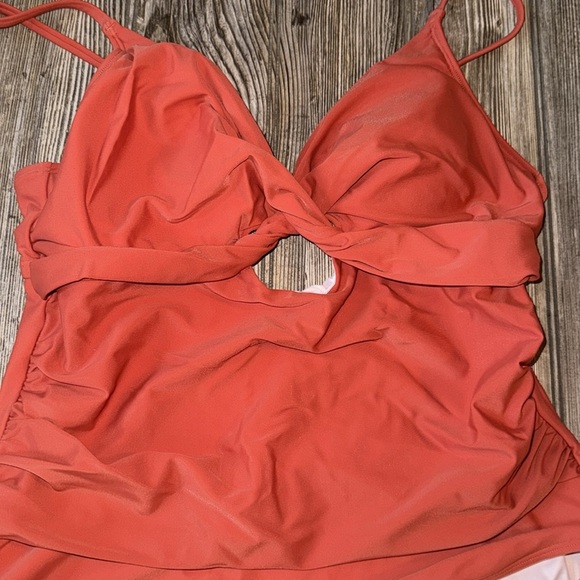 Cupshe Orange swimsuit One piece large cut out lined terracotta NEW - Picture 2 of 3